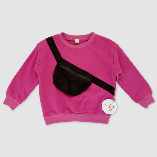 Belt Bag Crewneck Sweatshirt - Pink