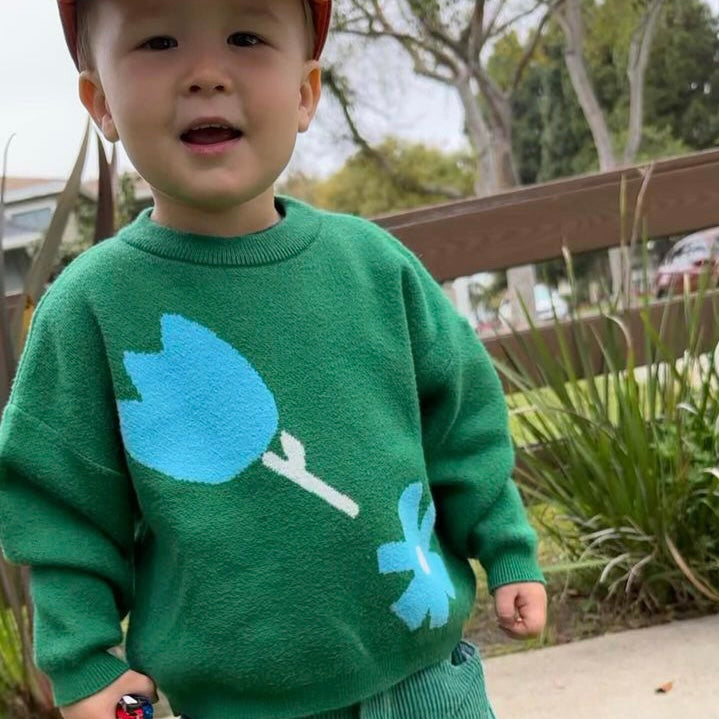 Green Flower Sweater