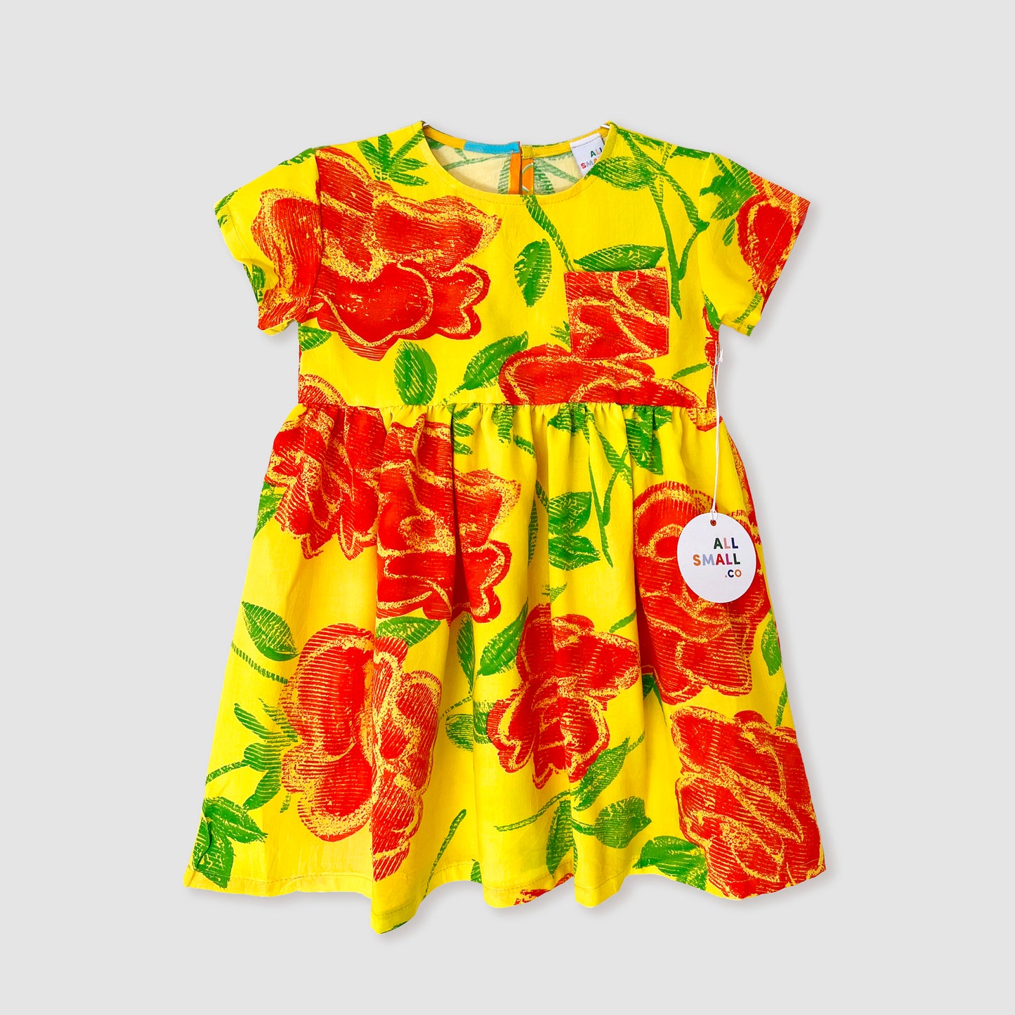 Yellow Floral Pocket Dress