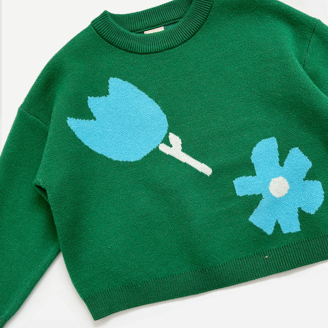 Green Flower Sweater