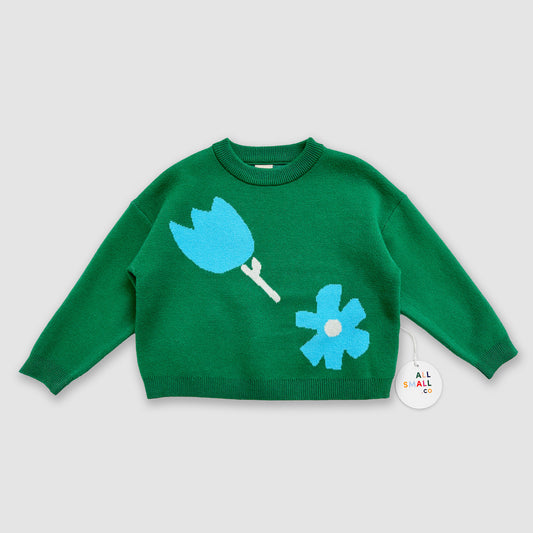 Green Flower Sweater