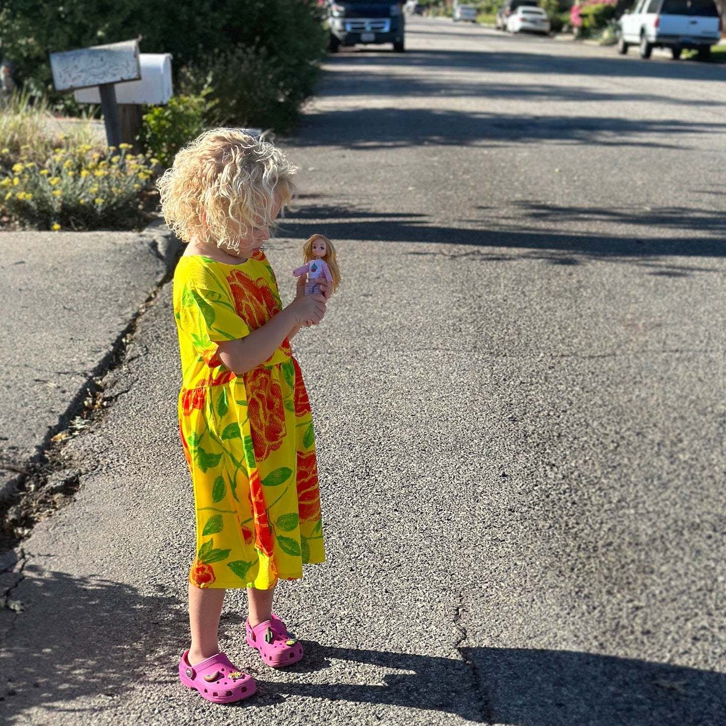 Yellow Floral Pocket Dress