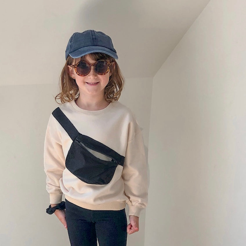 All Small Co Belt Bag Sweatshirt Fanny Pack All Gender Unisex Tan Beige Cream Pocket Zipper