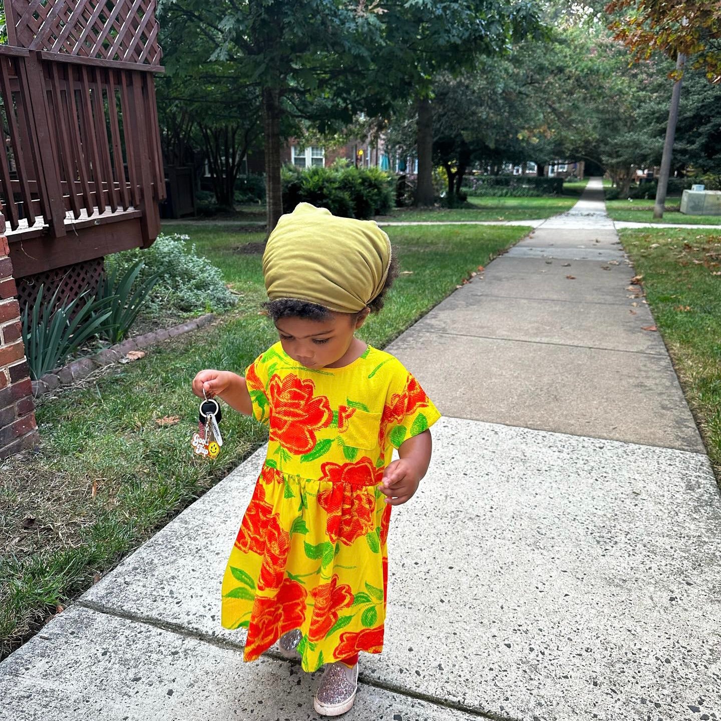 Yellow Floral Pocket Dress