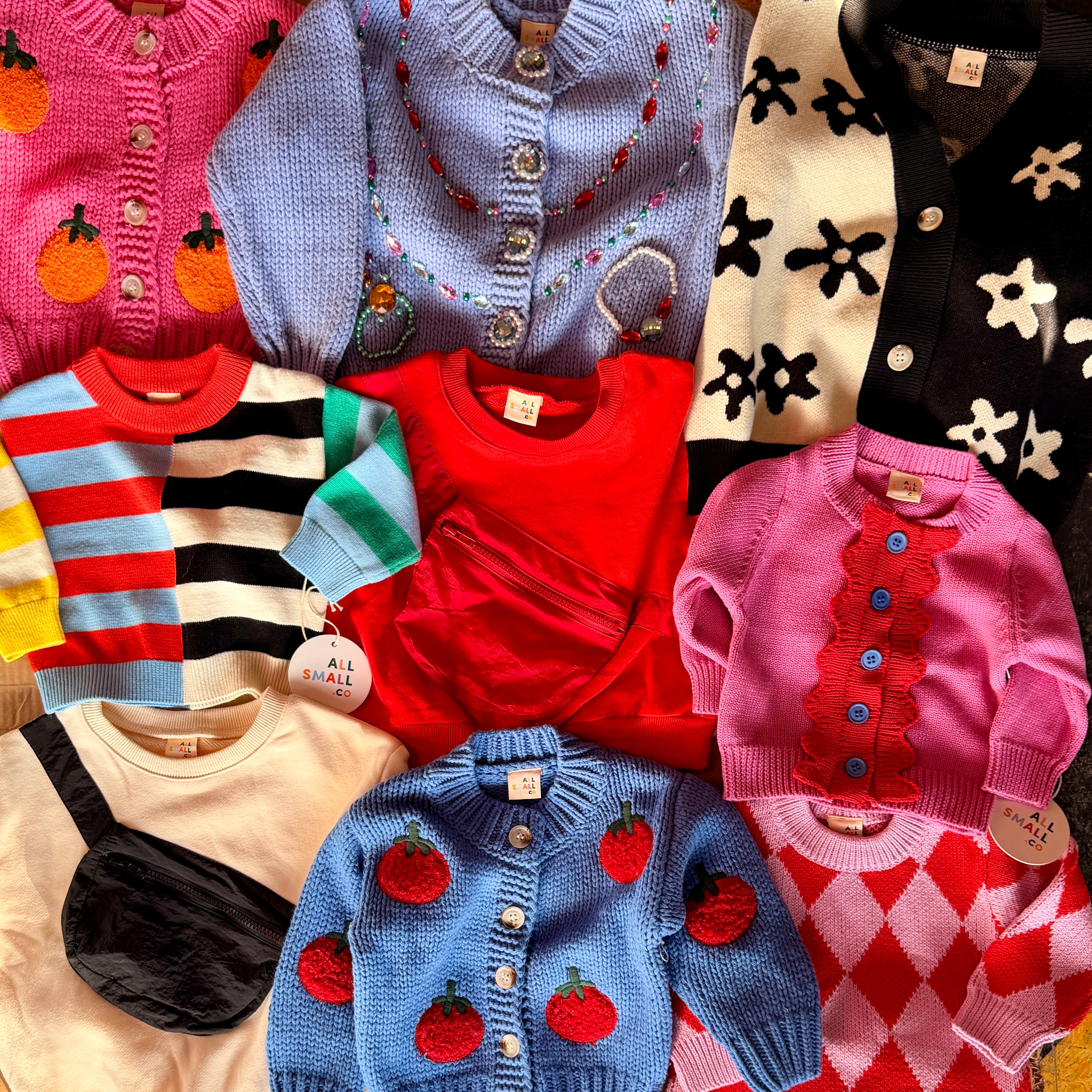 Tomato Cardigan - Cozy Kids Sweater with 3D Appliqués | All Small