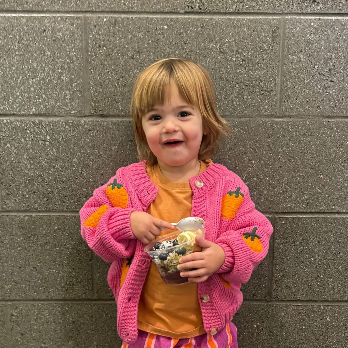 Tangerine Cardigan - Cozy Kids Sweater with 3D Fruit Appliqués