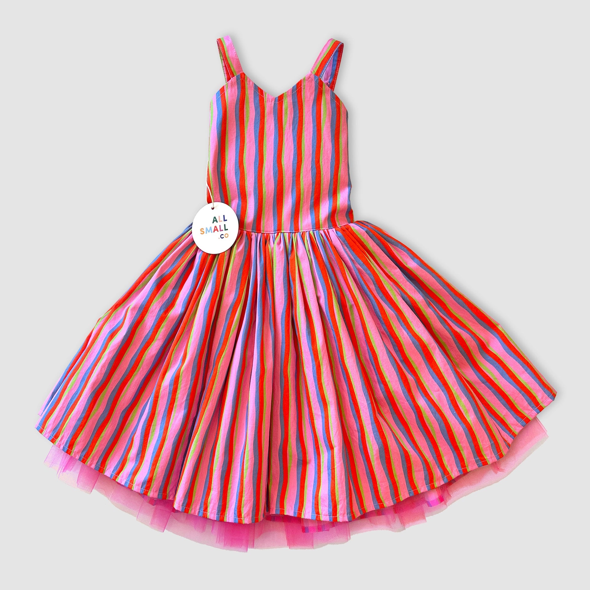 Rainbow Stripe Twirl Dress | All Small co S(6/7)