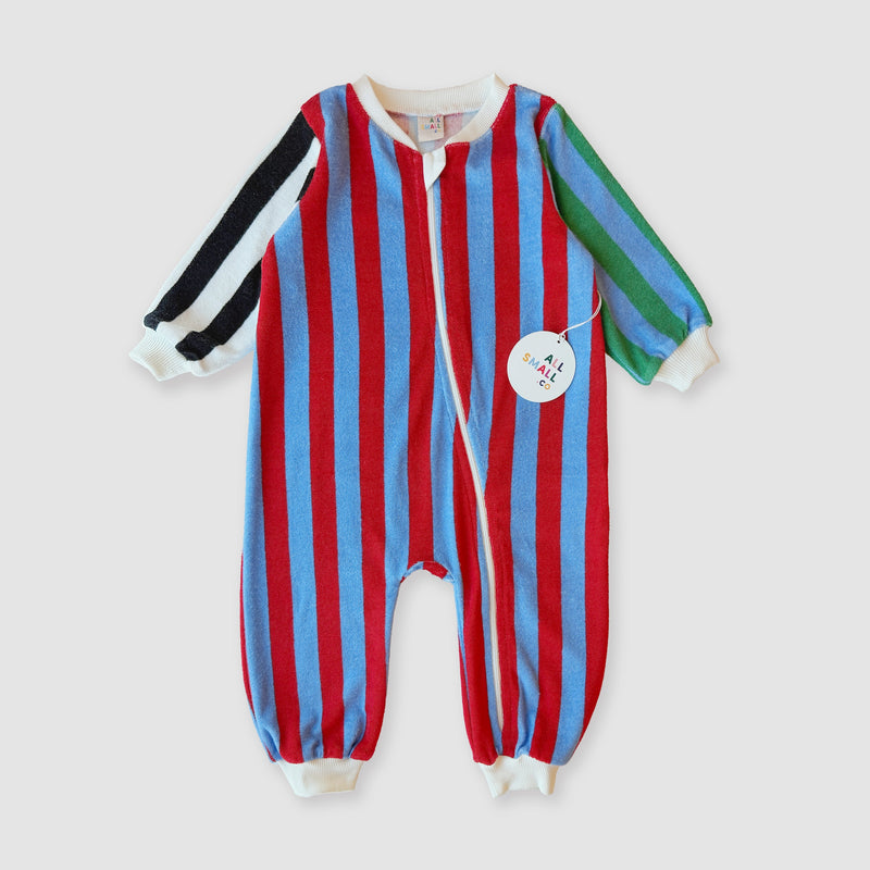 Terry Striped Zip Onesie