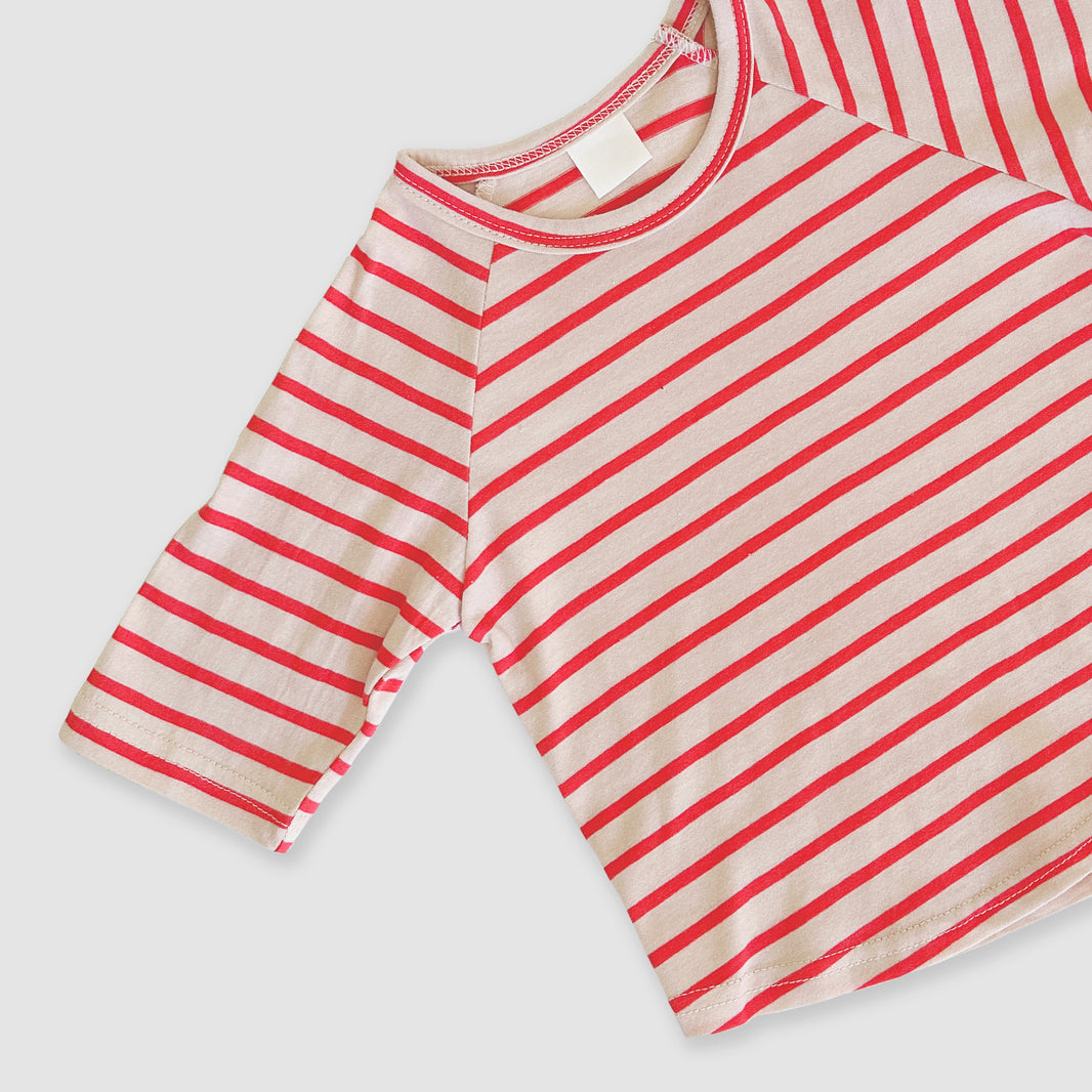 The Hero Stripe Raglan Tee - White/Pink A Boo main image 1