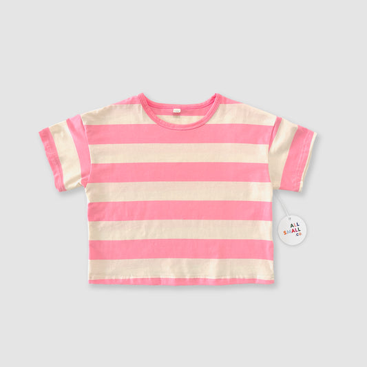 Wide Stripe Retro Tee - Pink