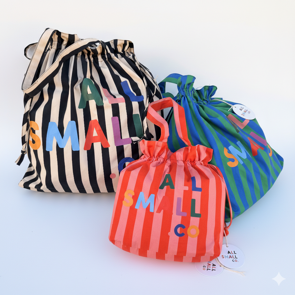 Gift Wrap in Cinched Cotton Tote