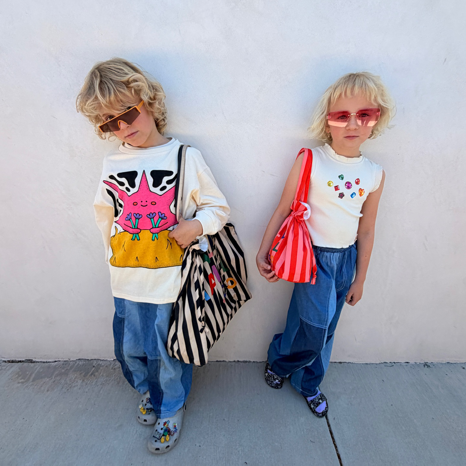 Kids wearing colorful clothes