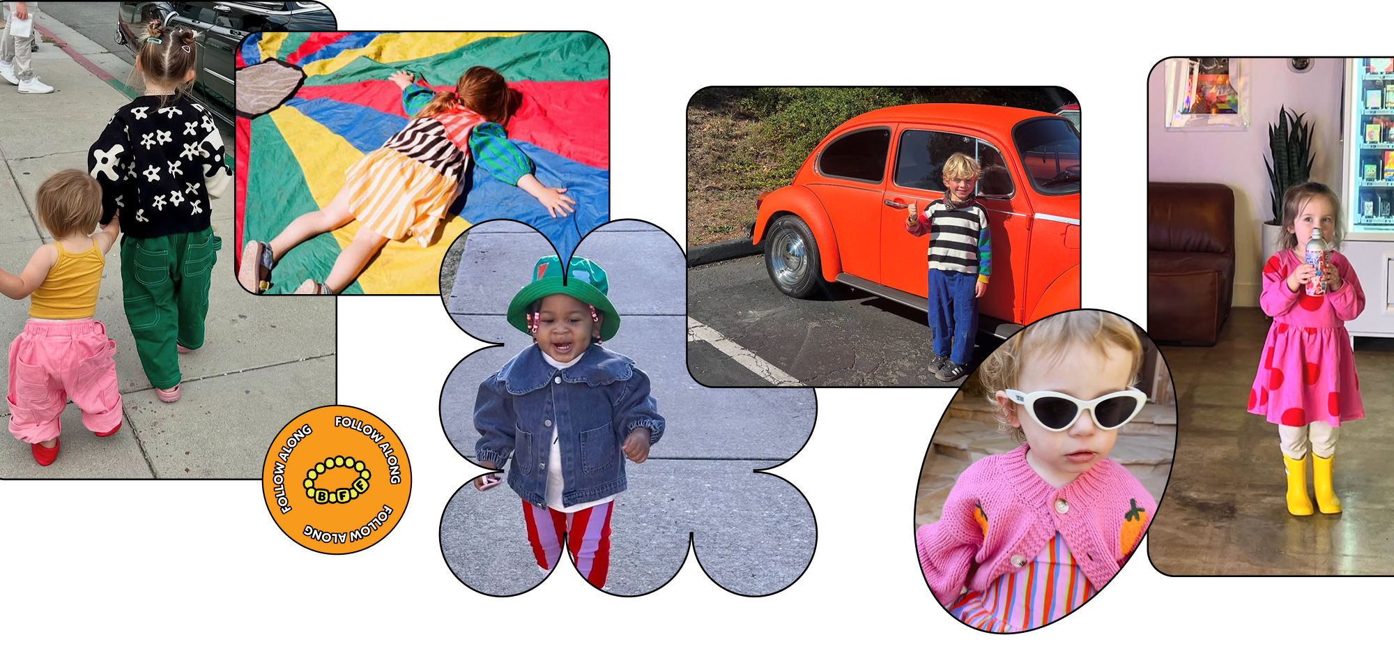 Collage of kids wearing All Small Co clothes