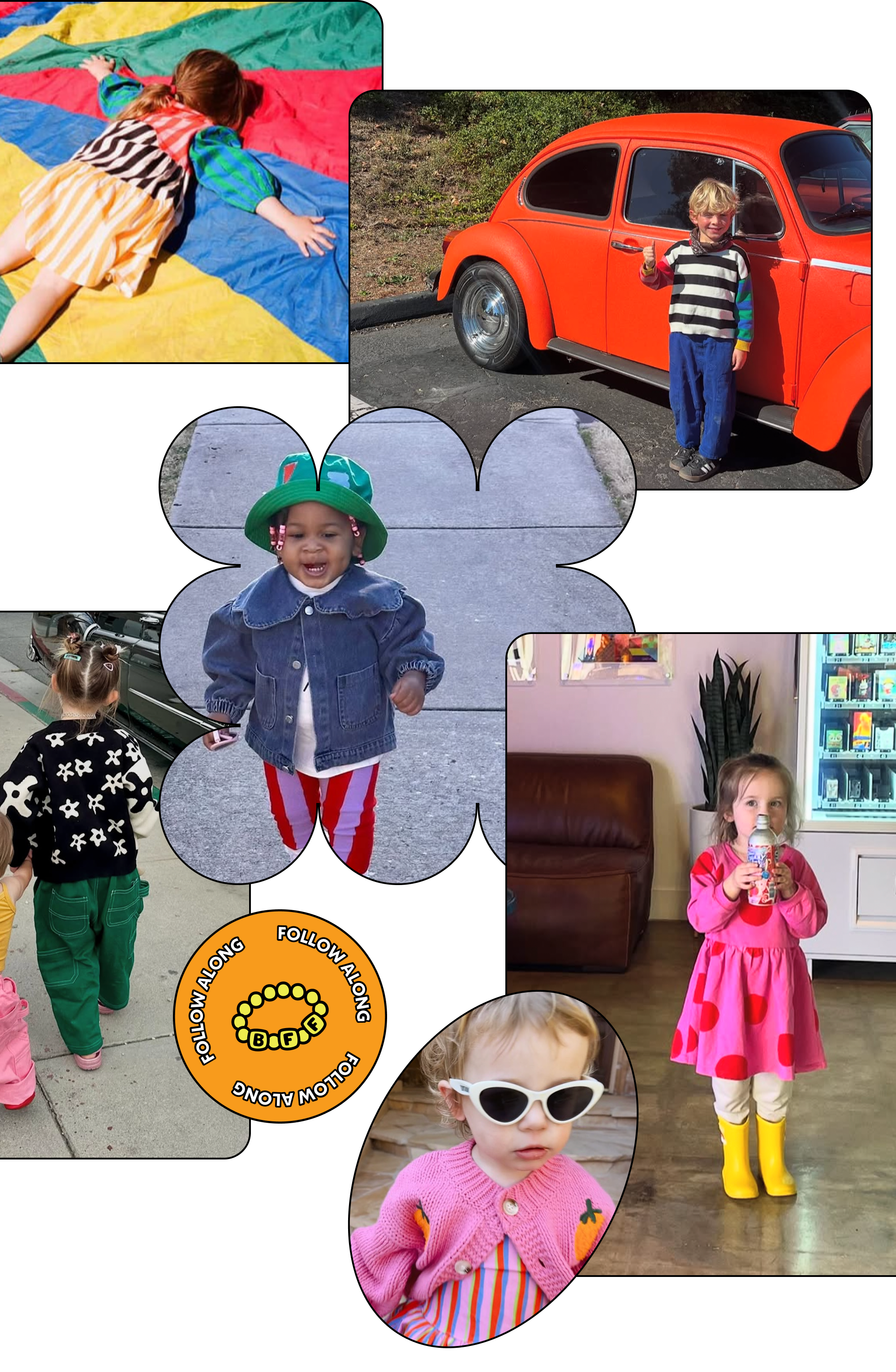 Collage of kids wearing All Small Co clothes